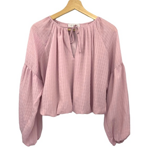 WAYF Puffed Sleeve Long Sleeve Top‎ In Light Pink Size Small Women's